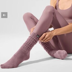 ALO Yoga Rose Pink / Smoky Quartz Unisex Scrunch Sock - New MSRP $32